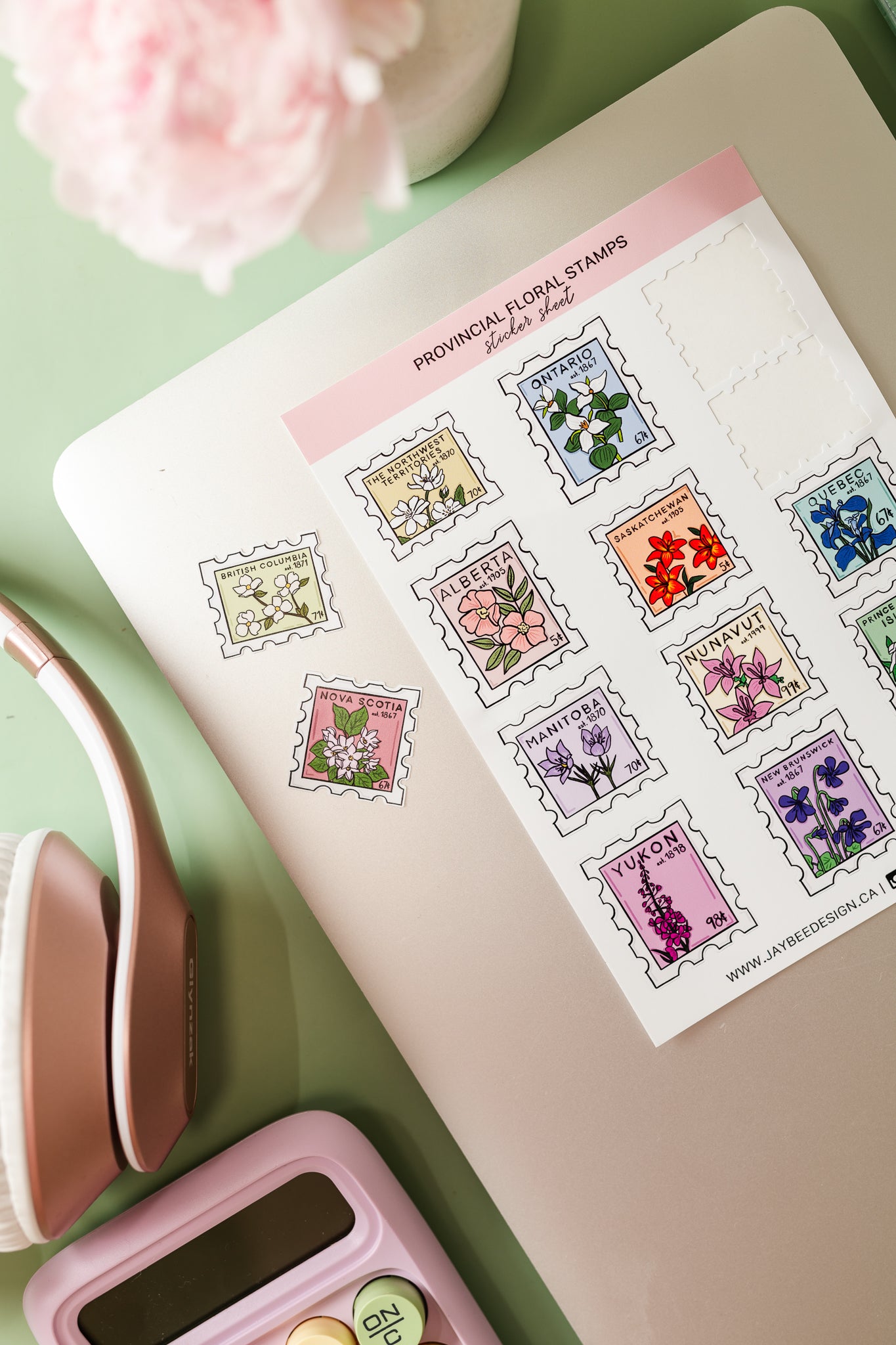 Provincial Floral Stamps Sticker Sheet
