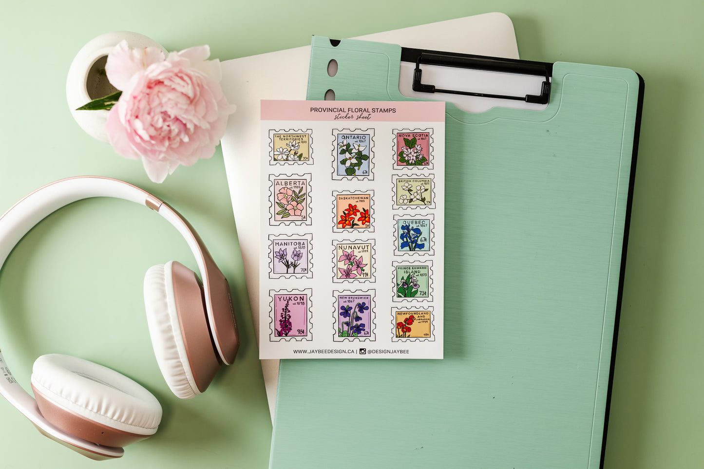 Provincial Floral Stamps Sticker Sheet