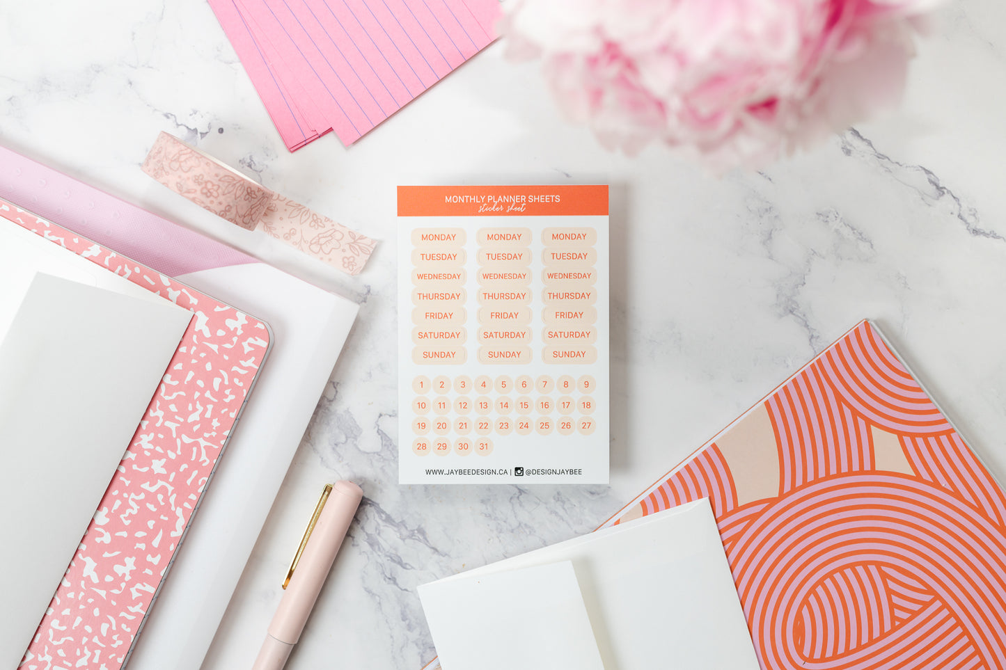 Monthly Planner Orange Mini Sticker Sheet