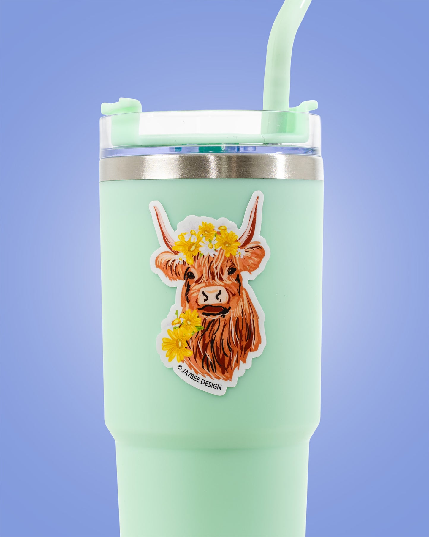 Highland Cow W/ Florals Sticker