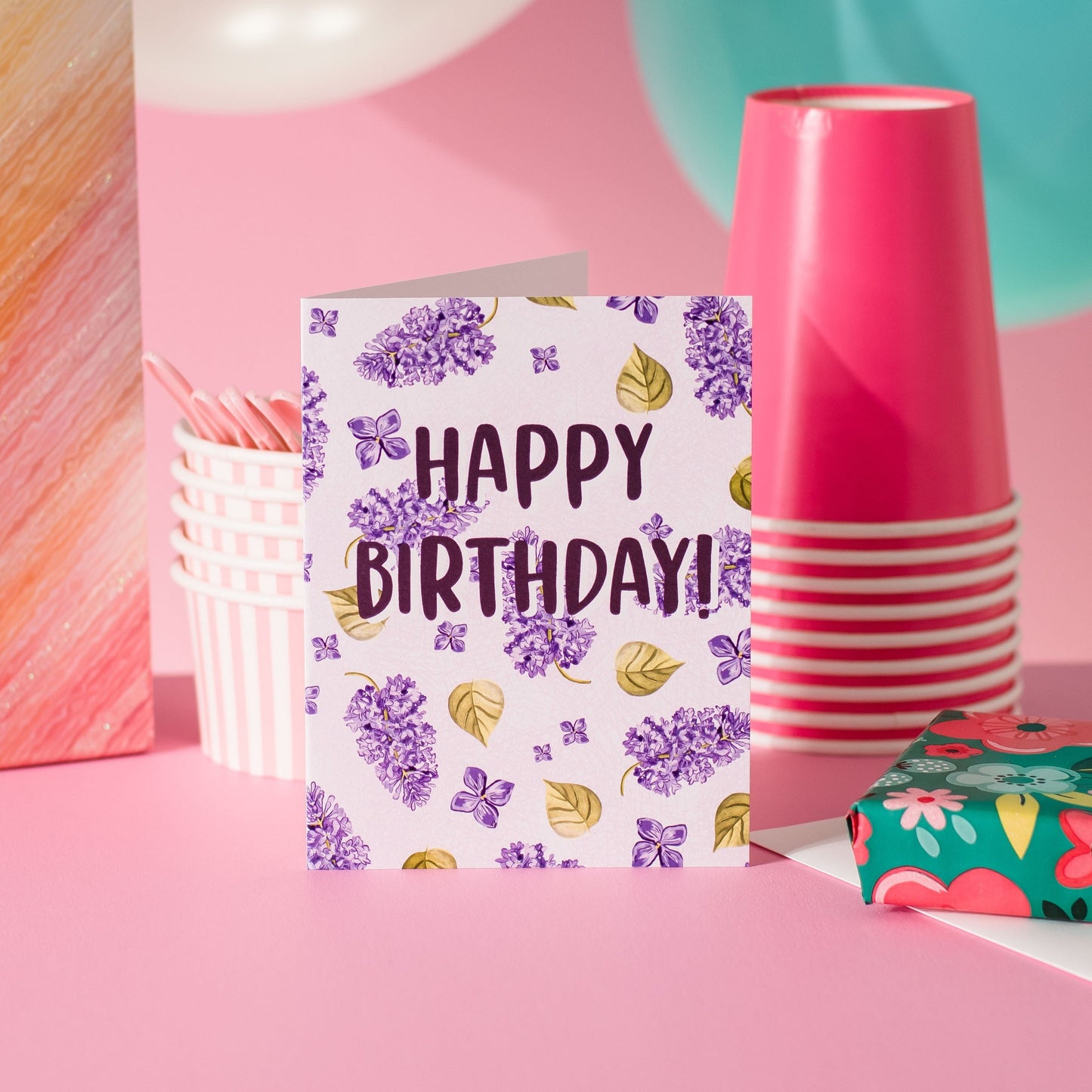 Happy Birthday (Lilac) - Greeting Card