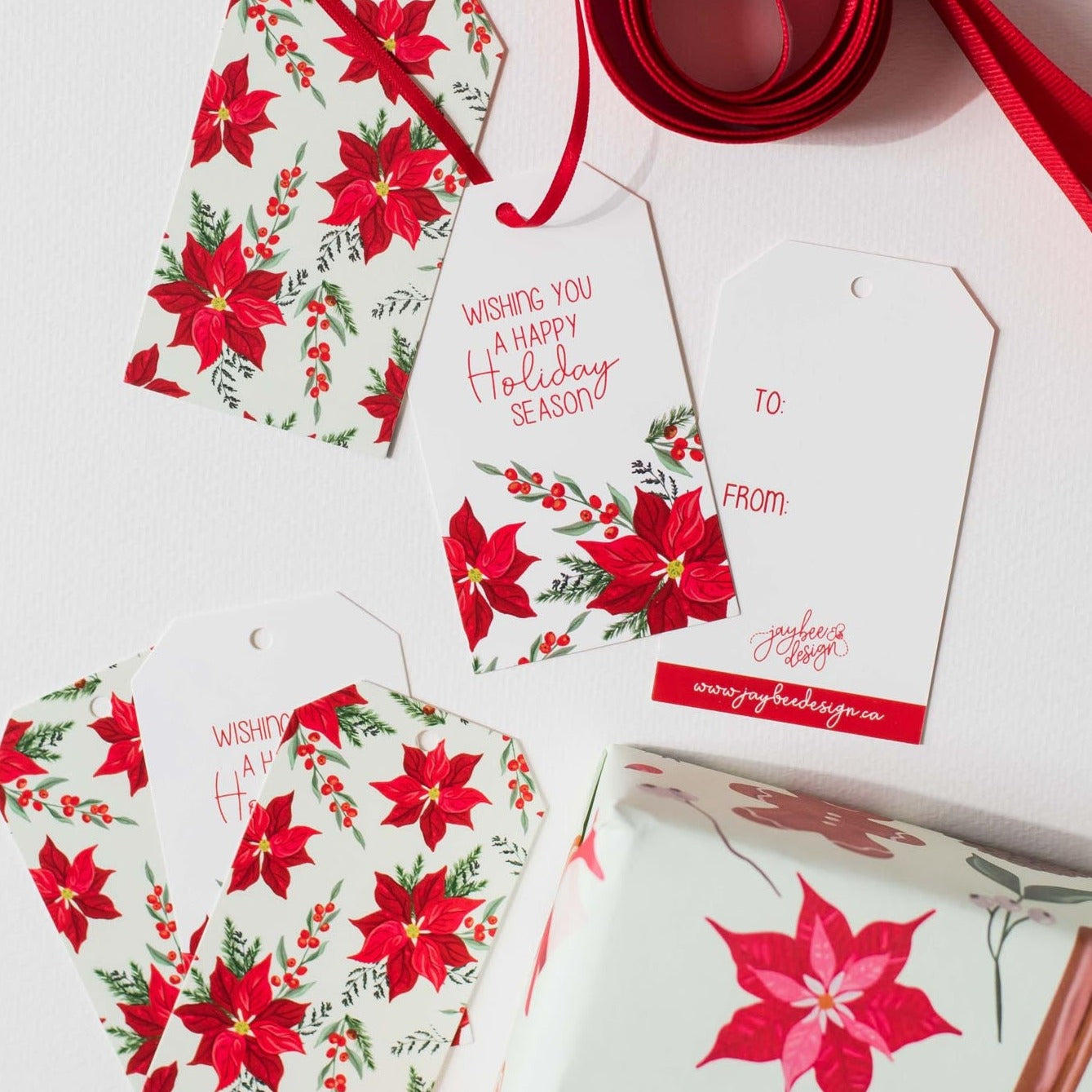 Holiday Floral Gift Tags - 6 pk