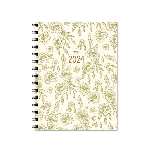 2024 Gold Floral Agenda