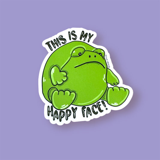 This Is My Happy Face Grumpy Frog Vinyl Sticker