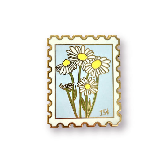 Daisy Postage Stamp Enamel Pin