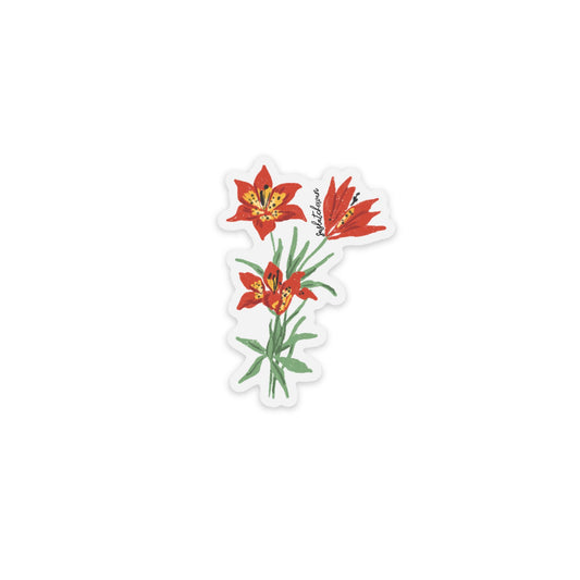 Saskatchewan Western Red Lily Clear Matte Sticker