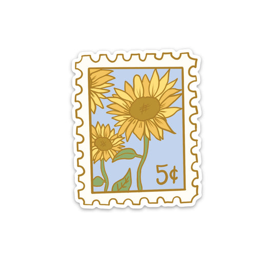 Sunflower Postage Stamp Matte Vinyl Sticker