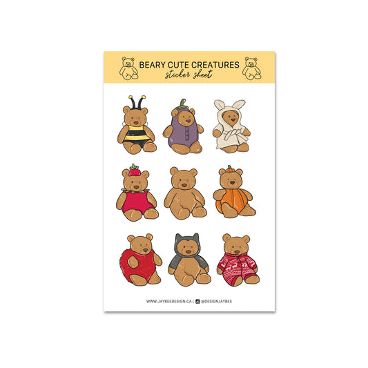 Beary Cute Creatures Sticker Sheet