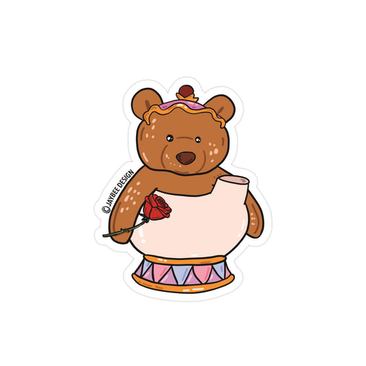 Belle Teapot Bear Vinyl Sticker