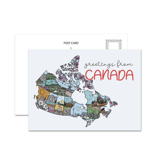Greetings From Canada (Illustrated) Postcard