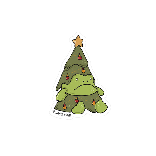 Grumpy Frog Christmas Tree Sticker