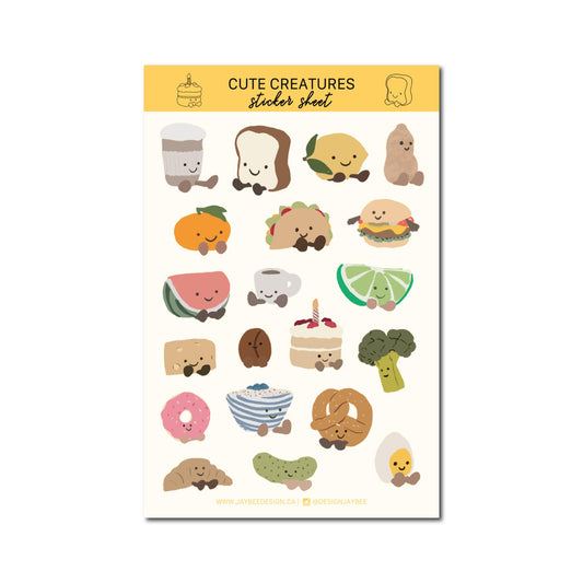 Cute Creatures Sticker Sheet