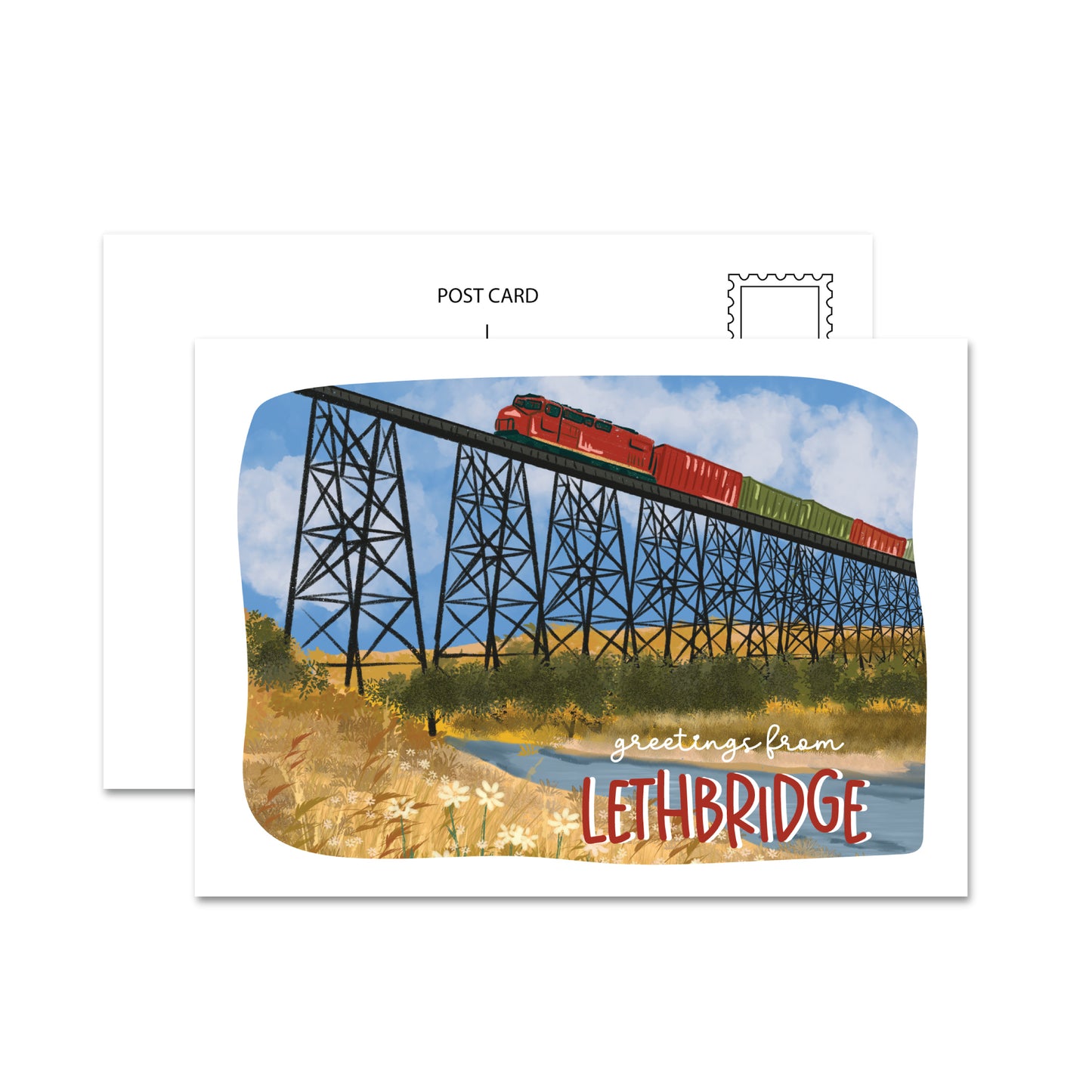 Greetings From Lethbridge (Train Bridge) Postcard