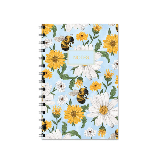 Blue Honeybee Floral Notebook