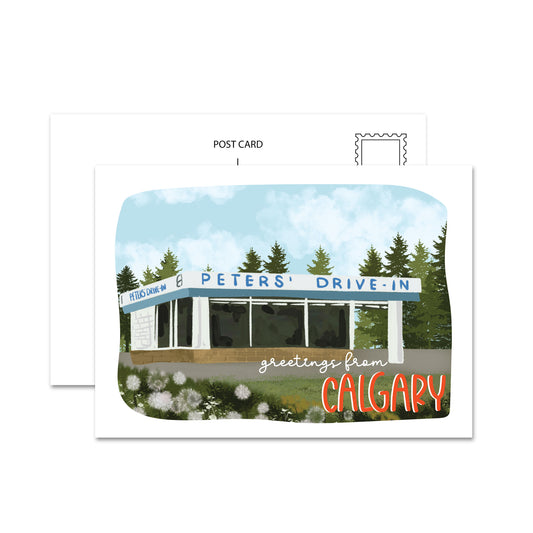 Greetings From Calgary (Peters Drive In) Postcard