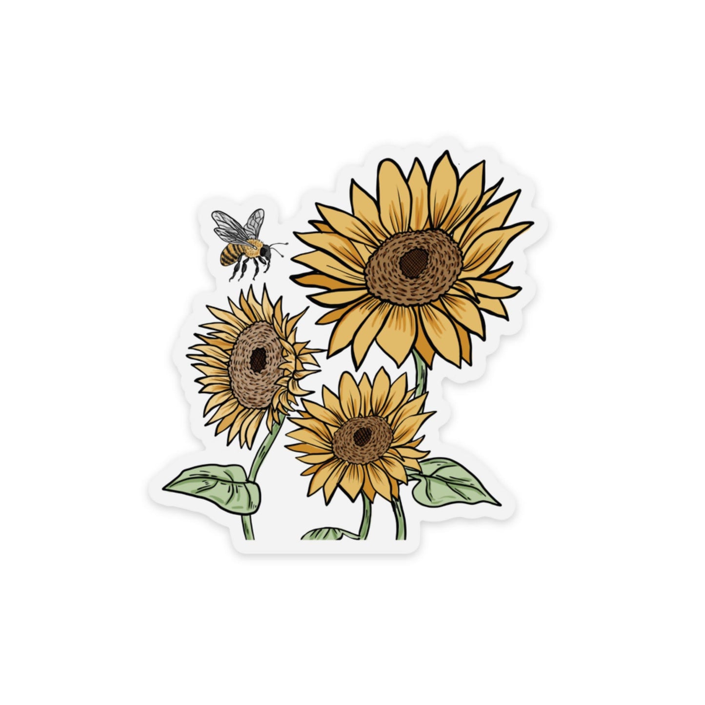 Sunflower W/ Bee Clear Matte Sticker