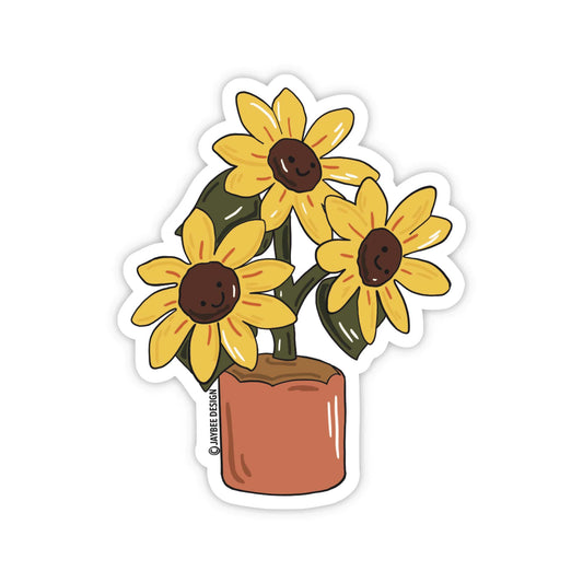 Sunflowers In Pot Vinyl Sticker