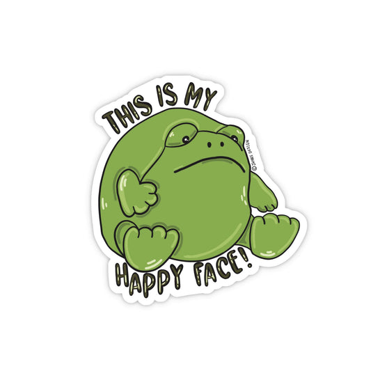 This Is My Happy Face Grumpy Frog Vinyl Sticker