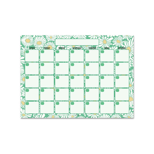 Green Daisy Monthly Planner - 15 Pages
