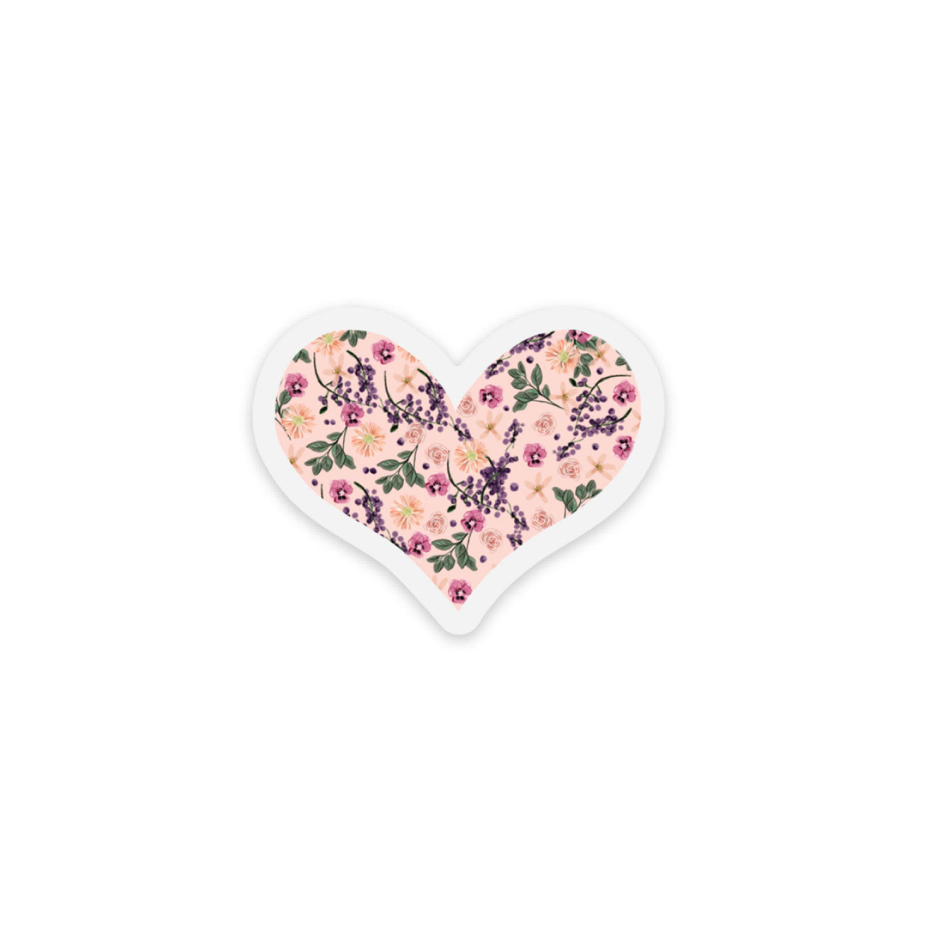 Vintage Floral Heart Matte Sticker