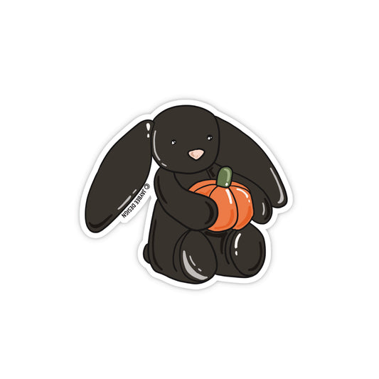 Black Bunny W/ Pumpkin Vinyl Sticker