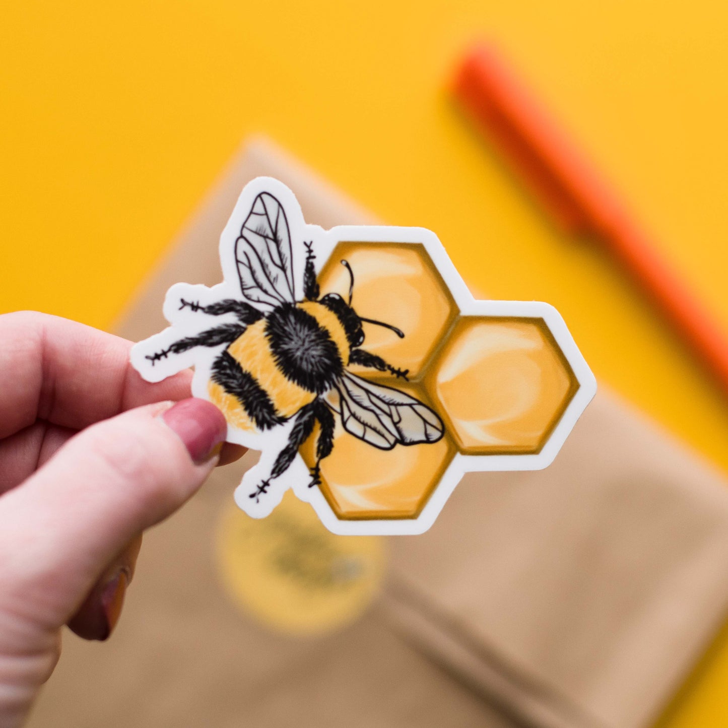 Bee & Honeycomb Matte Vinyl Sticker