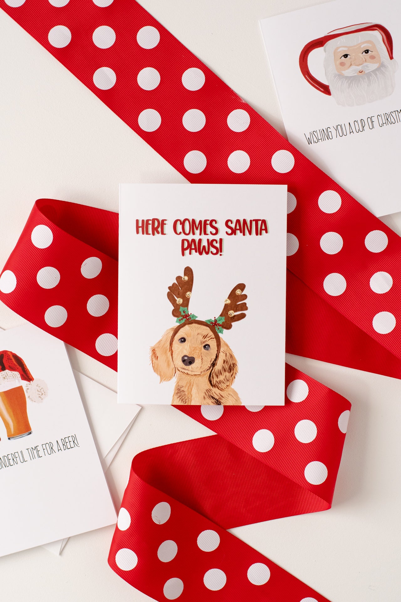Here Comes Santa Paws - Greeting Card